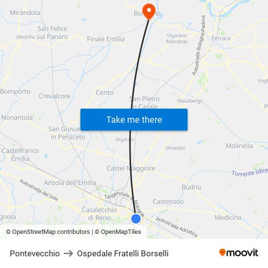 Pontevecchio to Ospedale Fratelli Borselli map