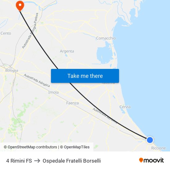 4 Rimini FS to Ospedale Fratelli Borselli map