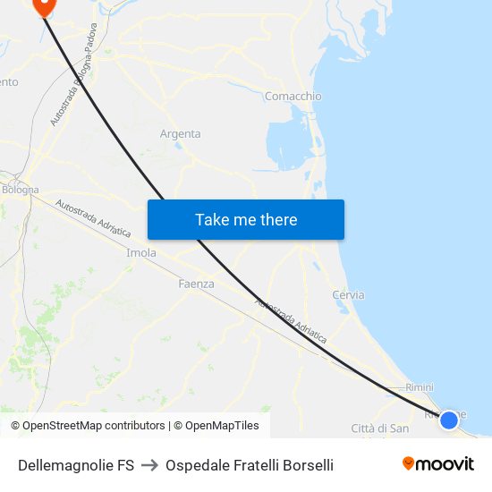 Dellemagnolie FS to Ospedale Fratelli Borselli map