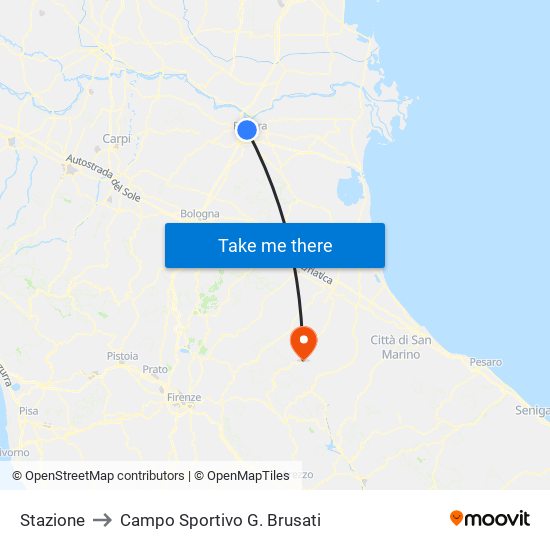 Stazione to Campo Sportivo G. Brusati map