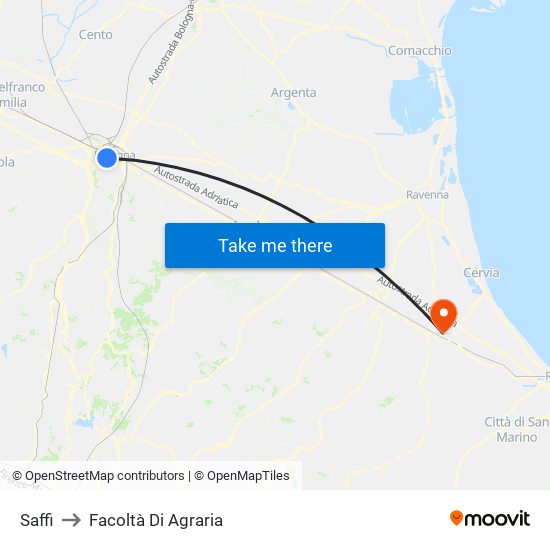 Saffi to Facoltà Di Agraria map