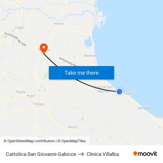 Cattolica-San Giovanni-Gabicce to Clinica Villalba map