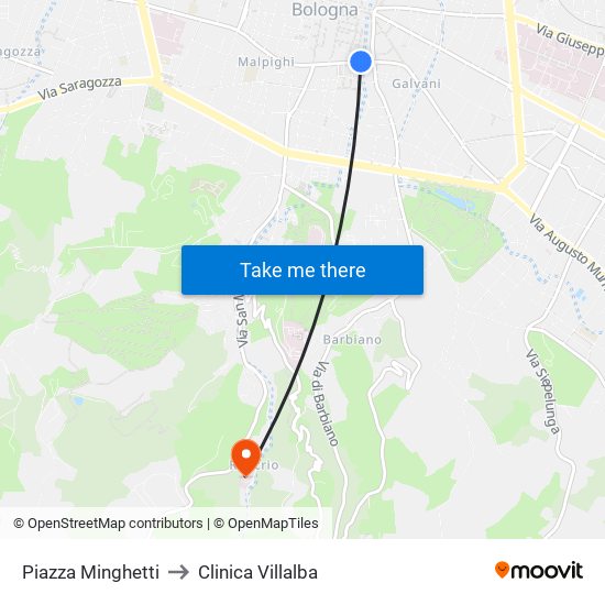 Piazza Minghetti to Clinica Villalba map
