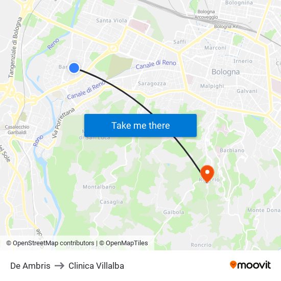 De Ambris to Clinica Villalba map