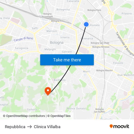 Repubblica to Clinica Villalba map