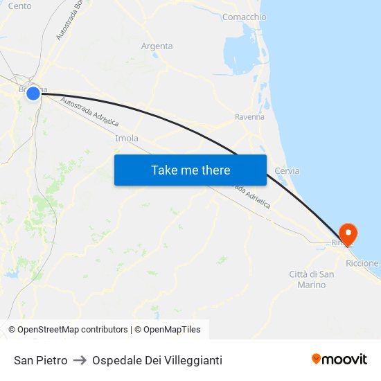 San Pietro to Ospedale Dei Villeggianti map