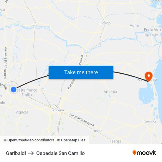 Garibaldi to Ospedale San Camillo map