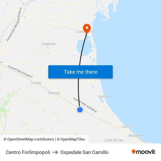 Centro Forlimpopoli to Ospedale San Camillo map