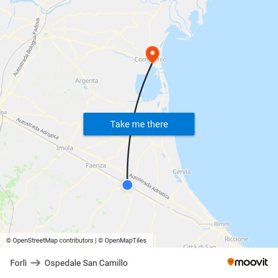 Forlì to Ospedale San Camillo map