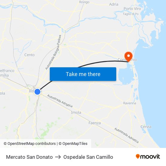 Mercato San Donato to Ospedale San Camillo map