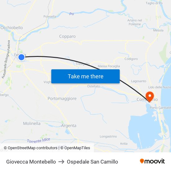 Giovecca Montebello to Ospedale San Camillo map