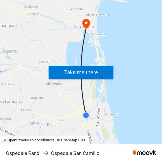 Ospedale Randi to Ospedale San Camillo map