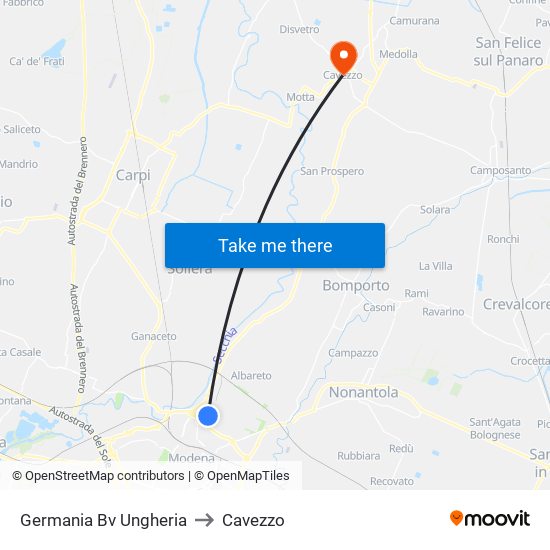 Germania Bv Ungheria to Cavezzo map