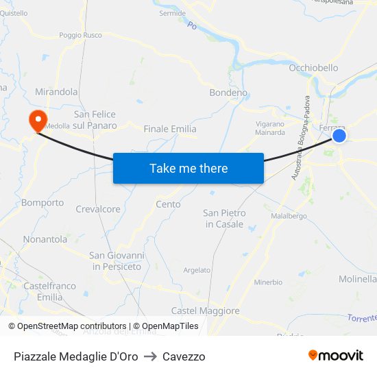 Piazzale Medaglie D'Oro to Cavezzo map