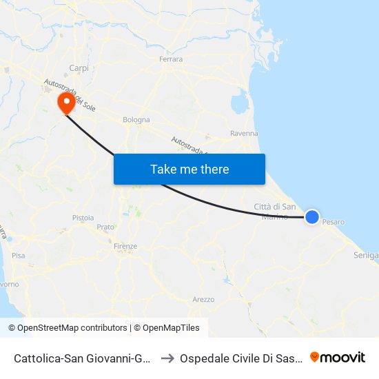 Cattolica-San Giovanni-Gabicce to Ospedale Civile Di Sassuolo map
