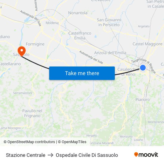 Stazione Centrale to Ospedale Civile Di Sassuolo map