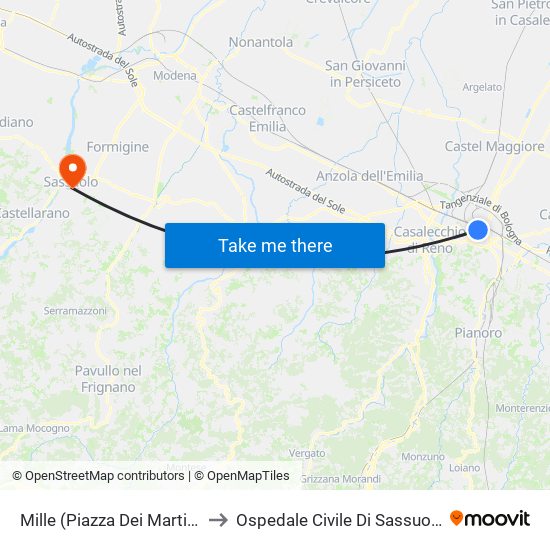 Mille (Piazza Dei Martiri) to Ospedale Civile Di Sassuolo map
