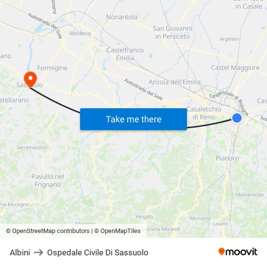 Albini to Ospedale Civile Di Sassuolo map
