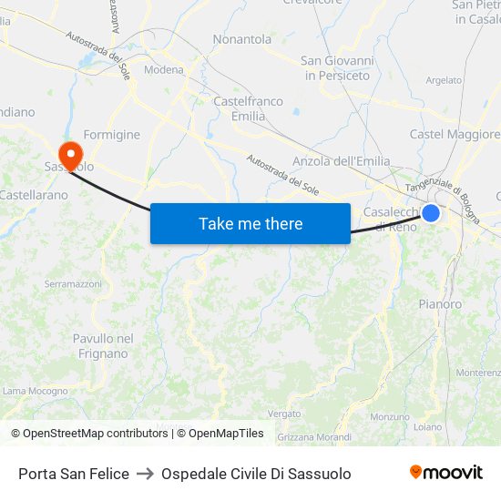 Porta San Felice to Ospedale Civile Di Sassuolo map