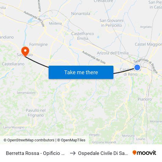 Berretta Rossa - Opificio Golinelli to Ospedale Civile Di Sassuolo map