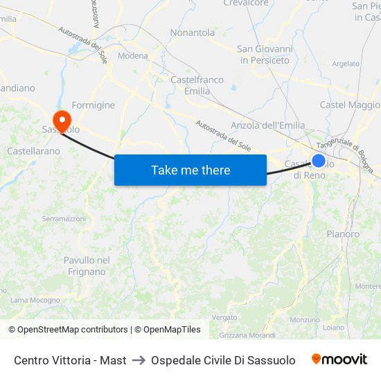 Centro Vittoria - Mast to Ospedale Civile Di Sassuolo map