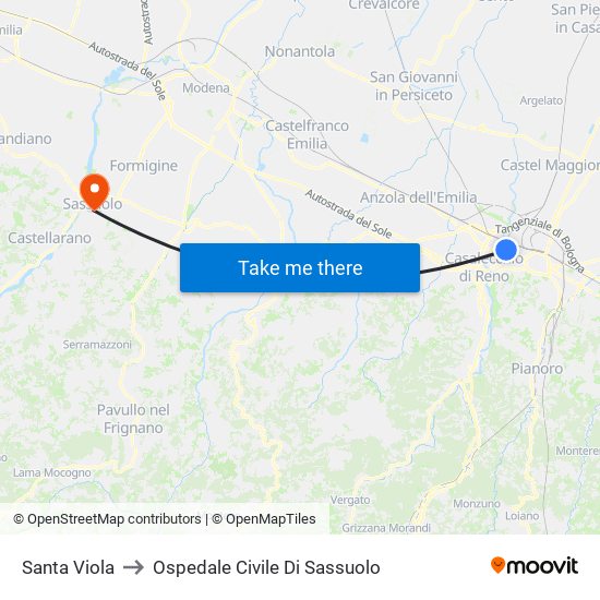 Santa Viola to Ospedale Civile Di Sassuolo map