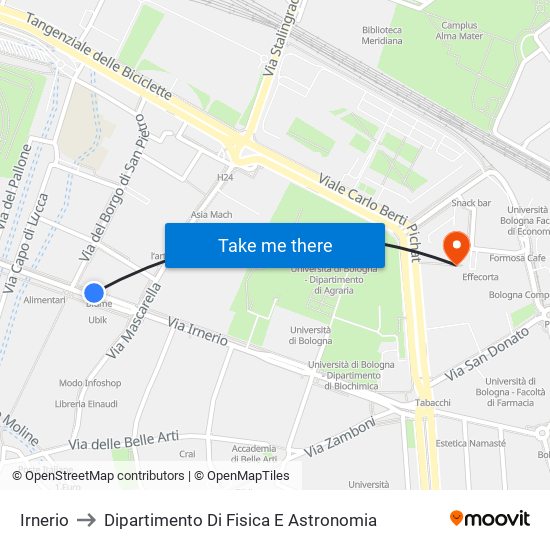 Irnerio to Dipartimento Di Fisica E Astronomia map