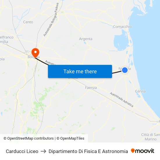 Carducci Liceo to Dipartimento Di Fisica E Astronomia map