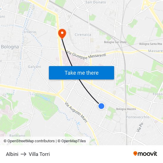 Albini to Villa Torri map