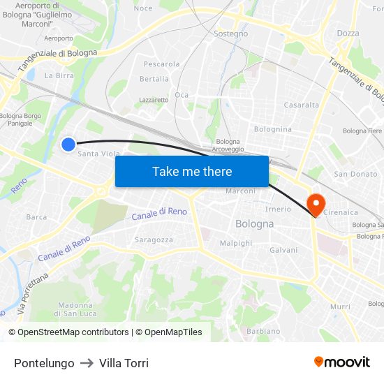Pontelungo to Villa Torri map