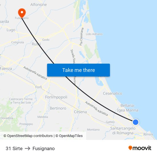 31 Sirte to Fusignano map