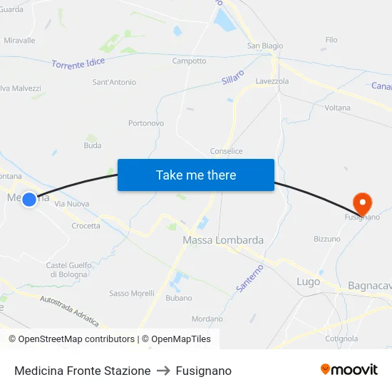 Medicina Fronte Stazione to Fusignano map