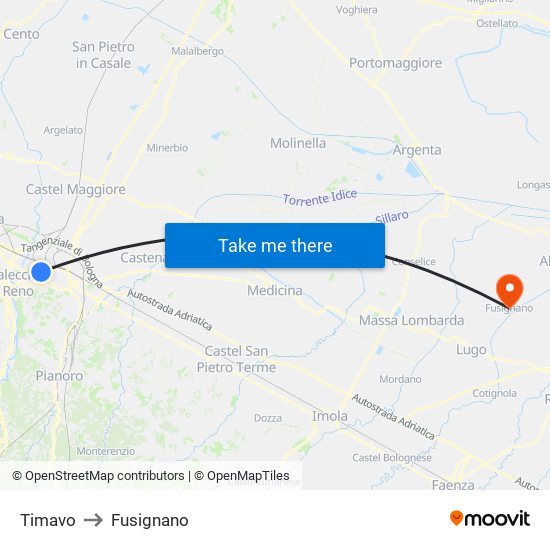 Timavo to Fusignano map
