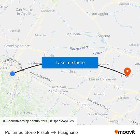 Poliambulatorio Rizzoli to Fusignano map