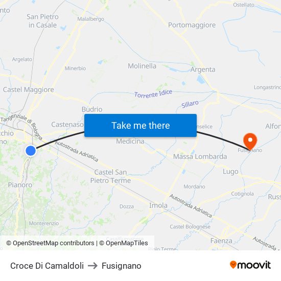 Croce Di Camaldoli to Fusignano map