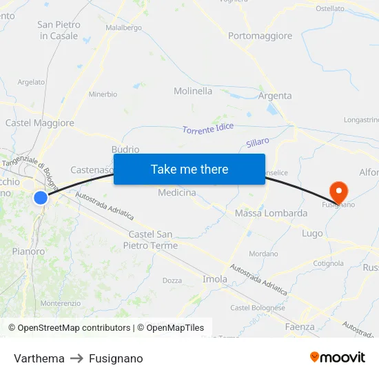 Varthema to Fusignano map