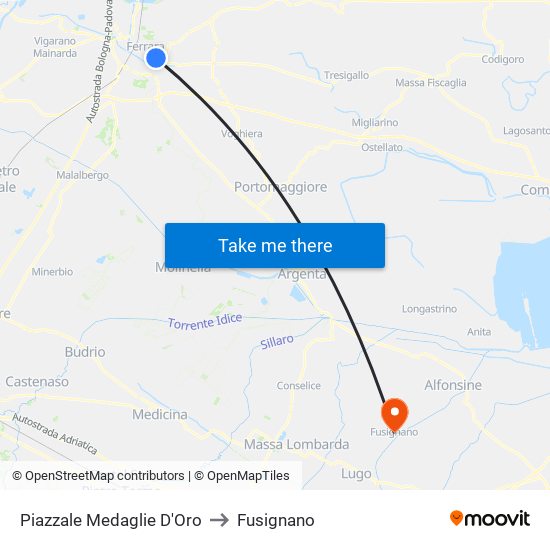 Piazzale Medaglie D'Oro to Fusignano map
