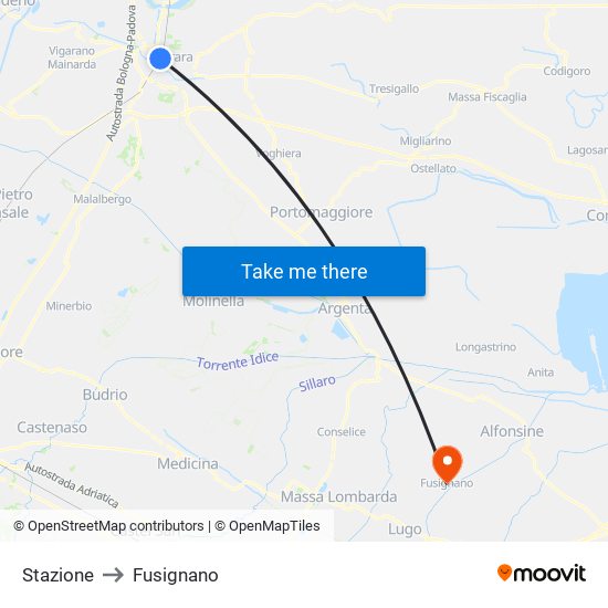 Stazione to Fusignano map
