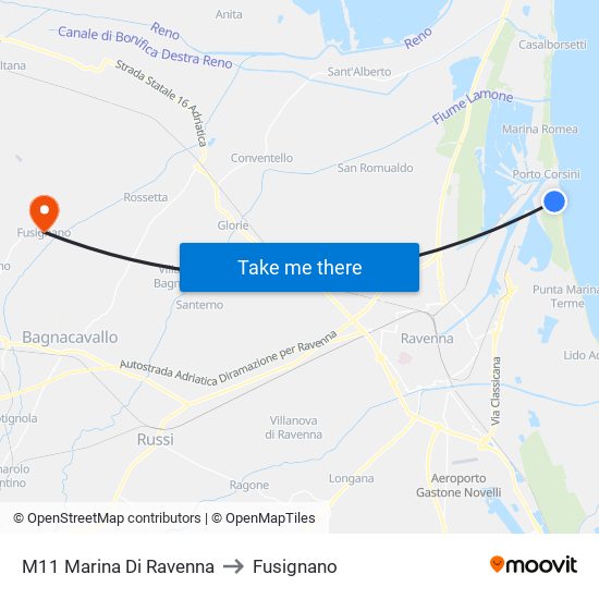 M11 Marina Di Ravenna to Fusignano map