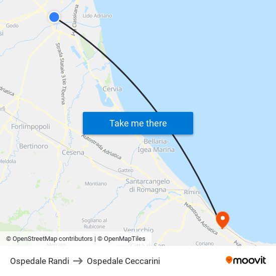 Ospedale Randi to Ospedale Ceccarini map