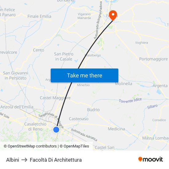 Albini to Facoltà Di Architettura map
