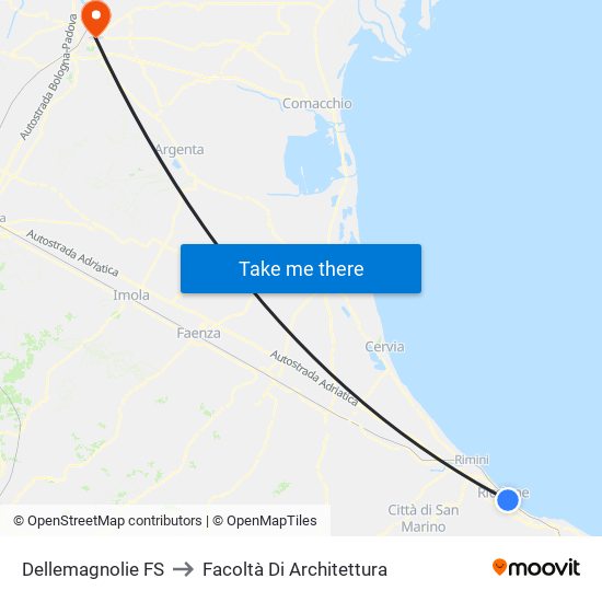Dellemagnolie FS to Facoltà Di Architettura map