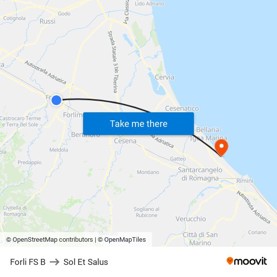 Forli FS B to Sol Et Salus map
