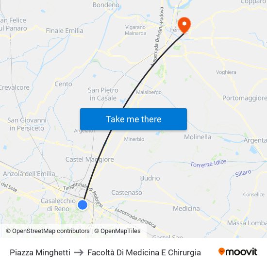Piazza Minghetti to Facoltà Di Medicina E Chirurgia map