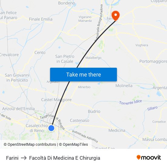 Farini to Facoltà Di Medicina E Chirurgia map