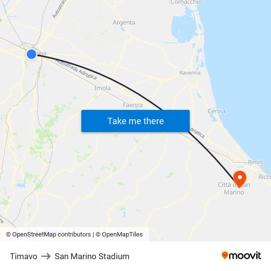 Timavo to San Marino Stadium map