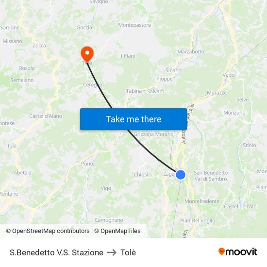 S.Benedetto V.S. Stazione to Tolè map