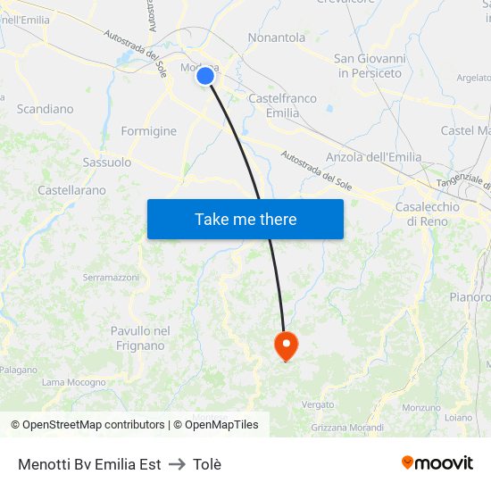 Menotti Bv Emilia Est to Tolè map