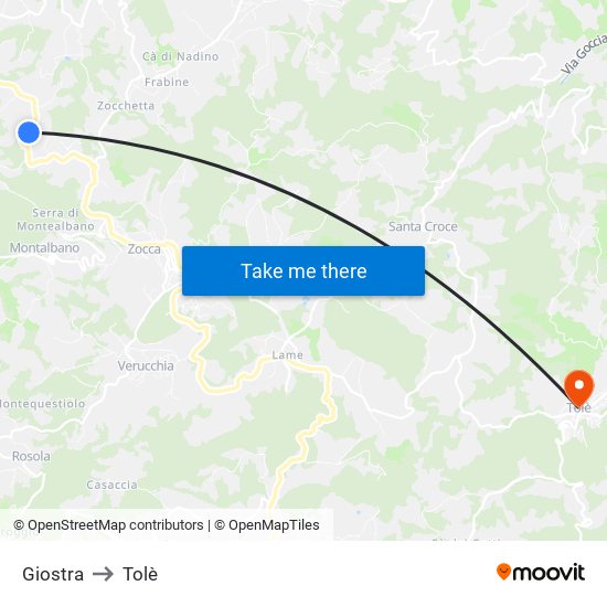 Giostra to Tolè map