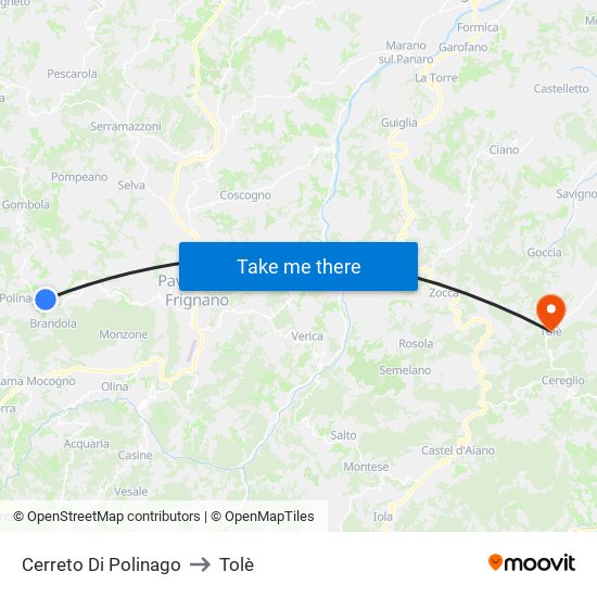 Cerreto Di Polinago to Tolè map